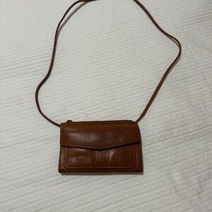 Fossil Brown Leather Crossbody Wallet